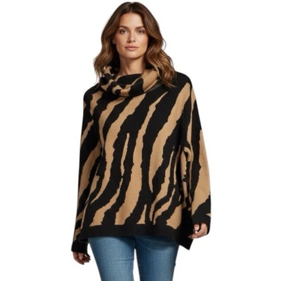 Soft Surroundings Teona Cowl Neck Animal Print Sweater size XL